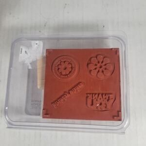 New Unmounted Stampin' Up Wow Flowers 4 Wooden Floral Thank You Birthday Stamps